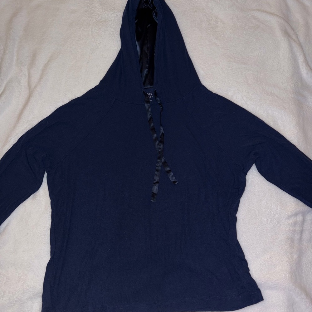 Cozy Earth Women's Navy Blue Hooded Pajama Top